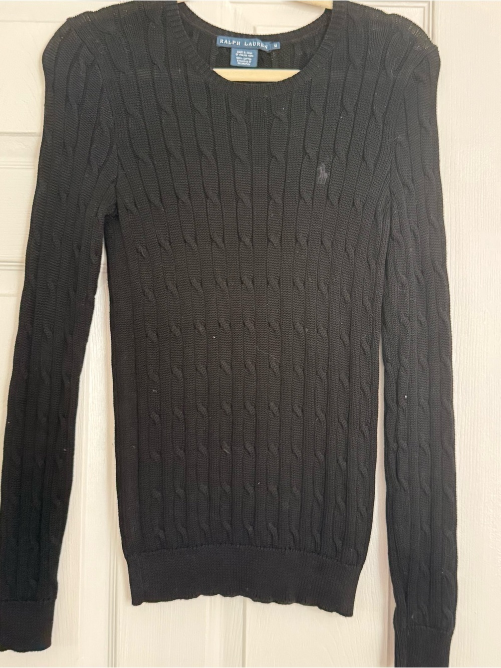 Polo by Ralph Lauren Black Cable-Knit Crewneck Sweater